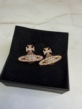 Vivienne Westwood Rose Gold Crystal Orb Stud Earrings